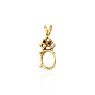 Oval Four Prong Double Wire Heavy Pendants With 3 Accents in 14K Gold (4.50 x 3.50 mm - 22.00 x 17.00 mm)