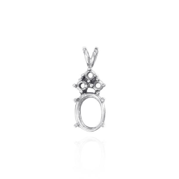 Oval Four Prong Double Wire Heavy Pendants With 3 Accents in 14K Gold (4.50 x 3.50 mm - 22.00 x 17.00 mm)