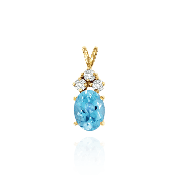 Oval Four Prong Double Wire Heavy Pendants With 3 Accents in 14K Gold (4.50 x 3.50 mm - 22.00 x 17.00 mm)