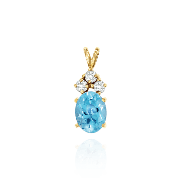 Oval Four Prong Double Wire Heavy Pendants With 3 Accents in 14K Gold (4.50 x 3.50 mm - 22.00 x 17.00 mm)