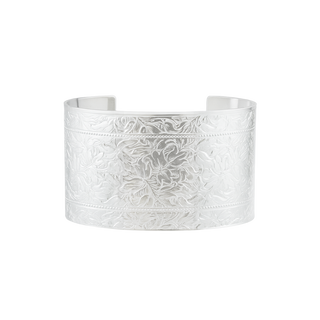 Sterling Silver Floral Pattern Cuff Bracelet PP-10C