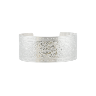 Sterling Silver Floral Pattern Cuff Bracelet PP-13C