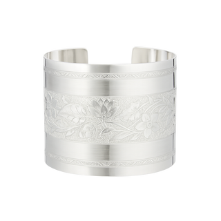 Sterling Silver Floral Pattern Cuff Bracelet PP-9C