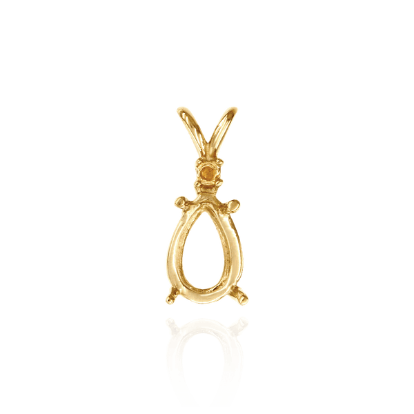 Pear Shape Four Prong Double Wire Pendants With 1 Accent in 14K Gold (5.00 x 3.00 mm - 10.00 x 7.00 mm)