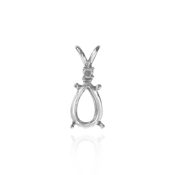 Pear Shape Four Prong Double Wire Pendants With 1 Accent in 14K Gold (5.00 x 3.00 mm - 10.00 x 7.00 mm)