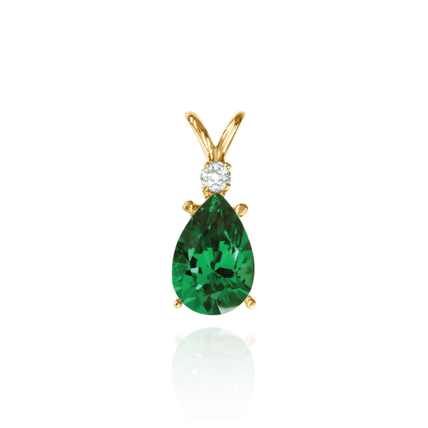 Pear Shape Four Prong Double Wire Pendants With 1 Accent in 14K Gold (5.00 x 3.00 mm - 10.00 x 7.00 mm)