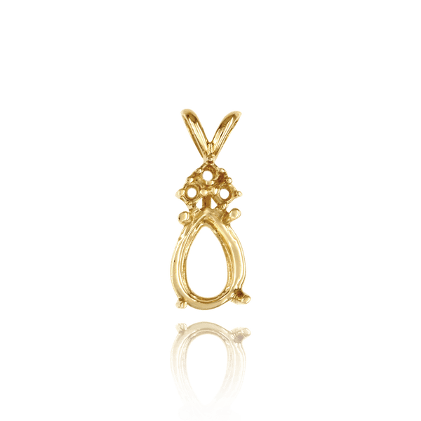 Pear Shape Four Prong Double Wire Pendants With 3 Accents in 14K Gold (6.00 x 4.00 mm - 16.00 x 12.00 mm)