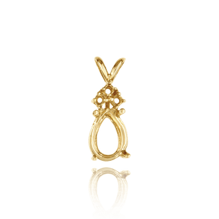 Pear Shape Four Prong Double Wire Pendants With 3 Accents in 14K Gold (6.00 x 4.00 mm - 16.00 x 12.00 mm)