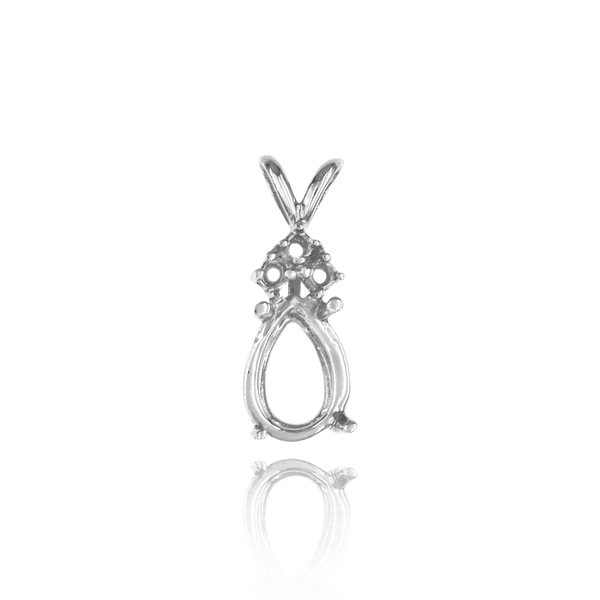 Pear Shape Four Prong Double Wire Pendants With 3 Accents in 14K Gold (6.00 x 4.00 mm - 16.00 x 12.00 mm)