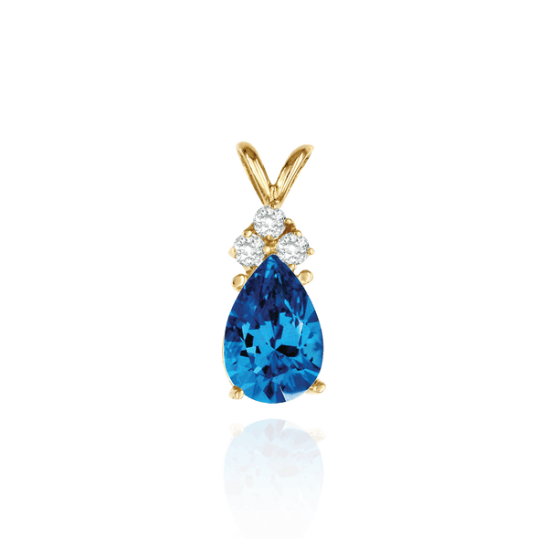 Pear Shape Four Prong Double Wire Pendants With 3 Accents in 14K Gold (6.00 x 4.00 mm - 16.00 x 12.00 mm)