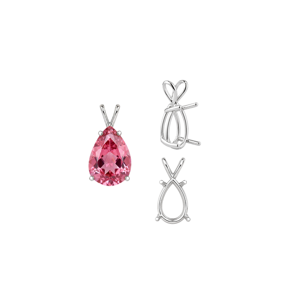 Pear Shape Four Prong Double Wire Pendants in 14K Gold (4.50 x 2.75 mm - 24.00 x 16.00 mm)