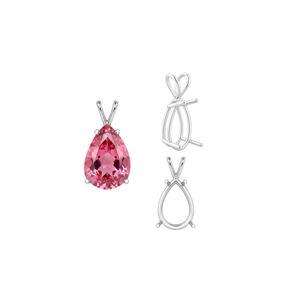 Pear Shape Four Prong Double Wire Pendants in 14K Gold (4.50 x 2.75 mm - 24.00 x 16.00 mm)