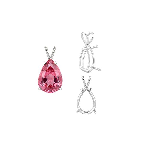 Pear Shape Four Prong Double Wire Pendants in 14K Gold (4.50 x 2.75 mm - 24.00 x 16.00 mm)