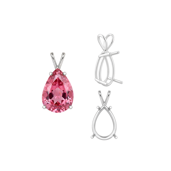 Pear Shape Four Prong Double Wire Pendants in 14K Gold (4.50 x 2.75 mm - 24.00 x 16.00 mm)