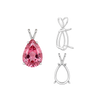 Pear Shape Four Prong Double Wire Pendants in Sterling Silver (5.00 x 3.00 mm - 24.00 x 16.00 mm)