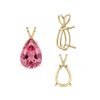 Pear Shape Four Prong Double Wire Pendants in 14K Gold (4.50 x 2.75 mm - 24.00 x 16.00 mm)