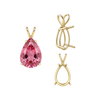 Pear Shape Four Prong Double Wire Pendants in 14K Gold (4.50 x 2.75 mm - 24.00 x 16.00 mm)