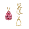 Pear Shape Four Prong Double Wire Pendants in 14K Gold (4.50 x 2.75 mm - 24.00 x 16.00 mm)