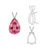 Pear Shape Four Prong Double Wire Pendants in Sterling Silver (5.00 x 3.00 mm - 24.00 x 16.00 mm)
