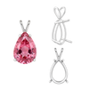 Pear Shape Four Prong Double Wire Pendants in 14K Gold (4.50 x 2.75 mm - 24.00 x 16.00 mm)