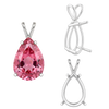 Pear Shape Four Prong Double Wire Pendants in 14K Gold (4.50 x 2.75 mm - 24.00 x 16.00 mm)
