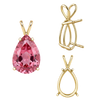 Pear Shape Four Prong Double Wire Pendants in 14K Gold (4.50 x 2.75 mm - 24.00 x 16.00 mm)