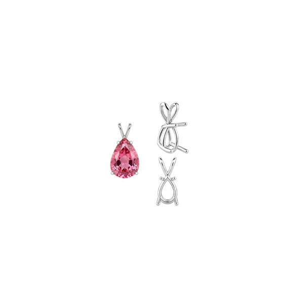 Pear Shape Four Prong Double Wire Pendants in 14K Gold (4.50 x 2.75 mm - 24.00 x 16.00 mm)