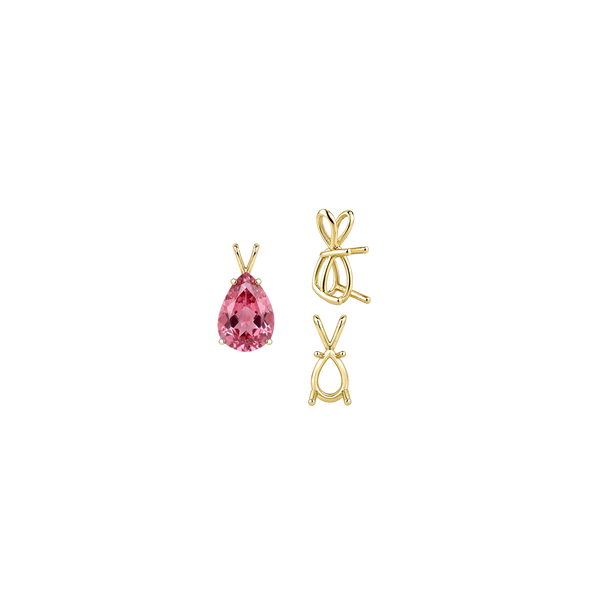 Pear Shape Four Prong Double Wire Pendants in 14K Gold (4.50 x 2.75 mm - 24.00 x 16.00 mm)