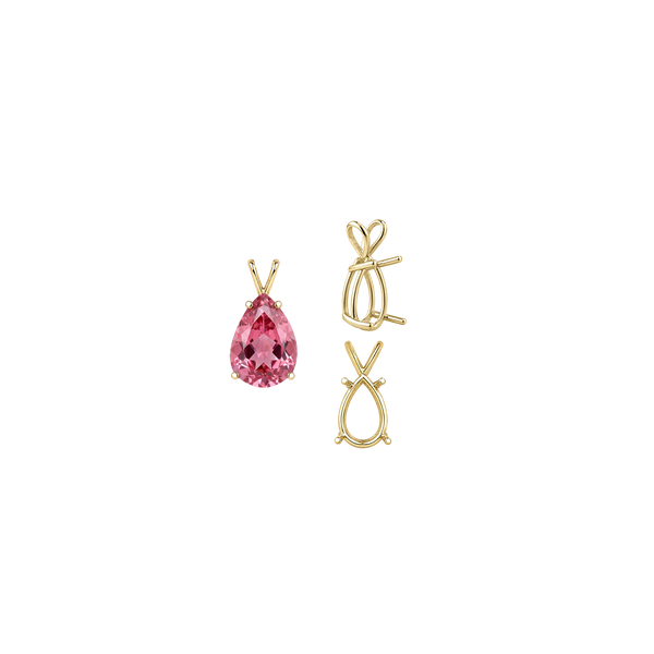 Pear Shape Four Prong Double Wire Pendants in 14K Gold (4.50 x 2.75 mm - 24.00 x 16.00 mm)