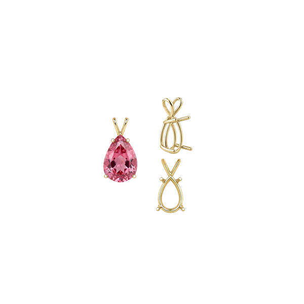 Pear Shape Four Prong Double Wire Pendants in 14K Gold (4.50 x 2.75 mm - 24.00 x 16.00 mm)