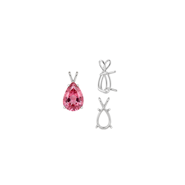 Pear Shape Four Prong Double Wire Pendants in Sterling Silver (5.00 x 3.00 mm - 24.00 x 16.00 mm)