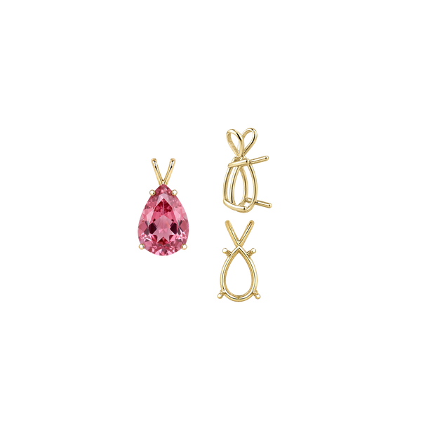 Pear Shape Four Prong Double Wire Pendants in 14K Gold (4.50 x 2.75 mm - 24.00 x 16.00 mm)