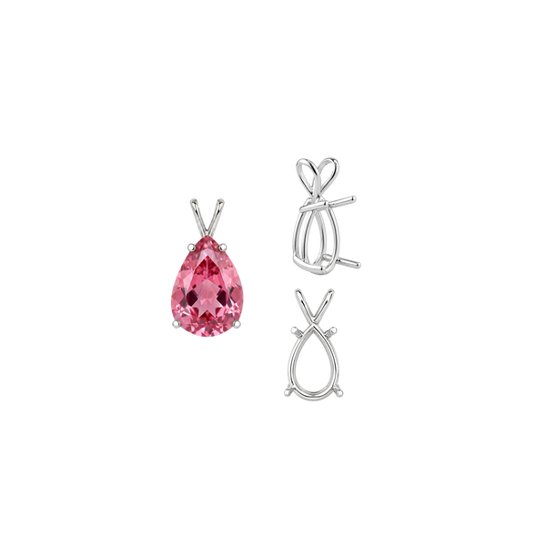 Pear Shape Four Prong Double Wire Pendants in 14K Gold (4.50 x 2.75 mm - 24.00 x 16.00 mm)