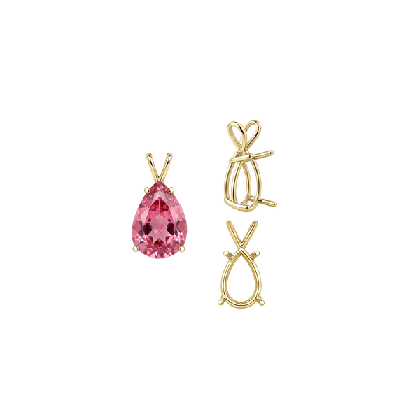 Pear Shape Four Prong Double Wire Pendants in 14K Gold (4.50 x 2.75 mm - 24.00 x 16.00 mm)