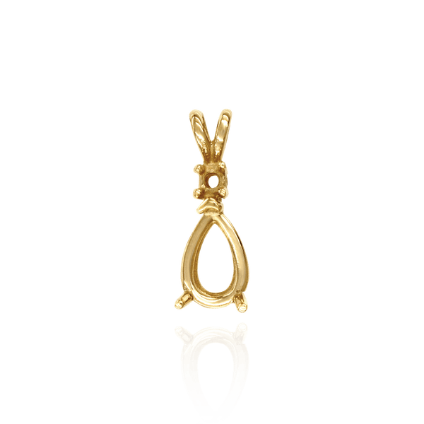 Pear Shape V-End Heavy Double Wire Pendants With 1 Accent in 14K Gold (4.25 x 2.50 mm - 21.50 x 14.00 mm)