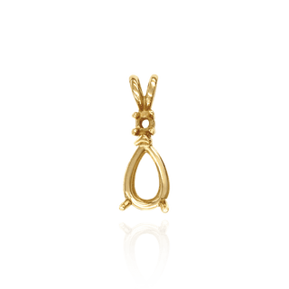 14K Gold Pear Shape V-End Heavy Double Wire Pendants With 1 Accent in 14K Gold (4.25 x 2.50 mm - 21.50 x 14.00 mm)