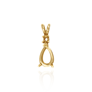 Pear Shape V-End Heavy Double Wire Pendants With 1 Accent in 14K Gold (4.25 x 2.50 mm - 21.50 x 14.00 mm)