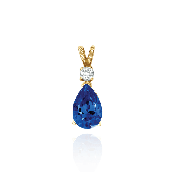 Pear Shape V-End Heavy Double Wire Pendants With 1 Accent in 14K Gold (4.25 x 2.50 mm - 21.50 x 14.00 mm)