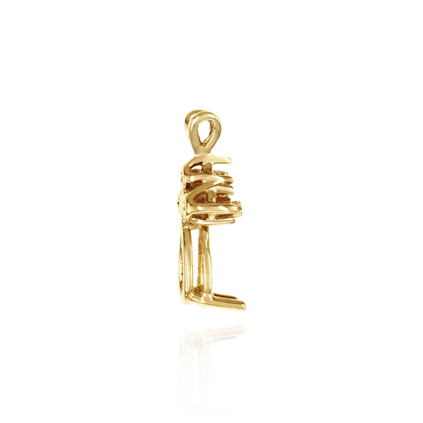 Pear Shape V-End Heavy Double Wire Pendants With 3 Accents in 14K Gold (4.25 x 2.50 mm - 20.50 x 13.50 mm)