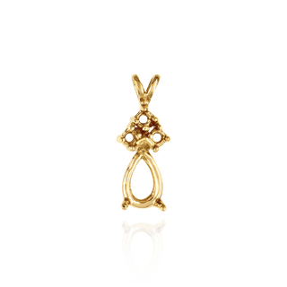 Pear Shape V-End Heavy Double Wire Pendants With 3 Accents in 14K Gold (4.25 x 2.50 mm - 20.50 x 13.50 mm)