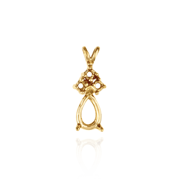 14K Gold Pear Shape V-End Heavy Double Wire Pendants With 3 Accents in 14K Gold (4.25 x 2.50 mm - 20.50 x 13.50 mm)