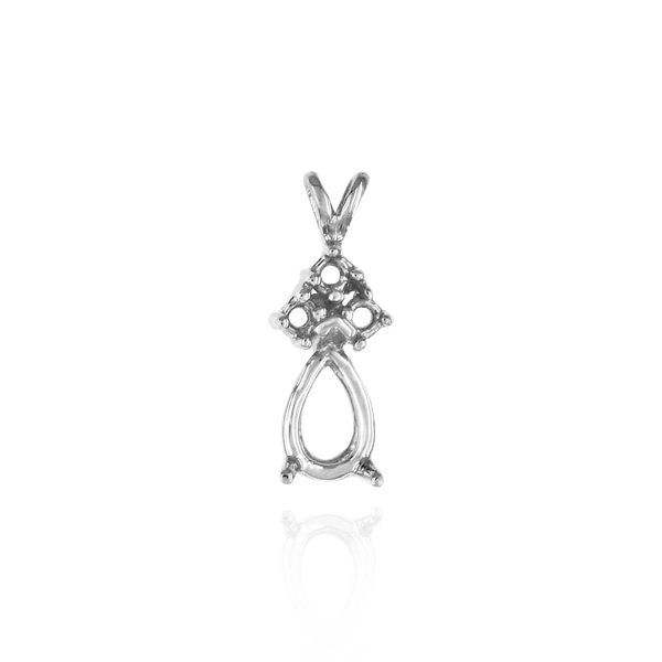 Pear Shape V-End Heavy Double Wire Pendants With 3 Accents in 14K Gold (4.25 x 2.50 mm - 20.50 x 13.50 mm)