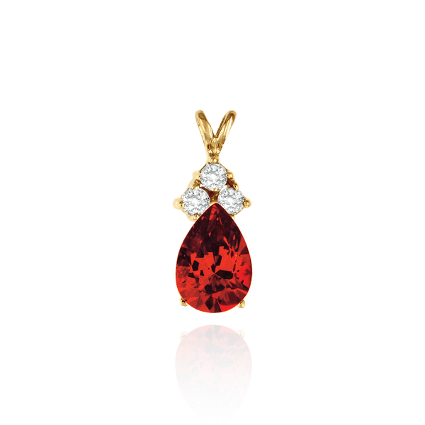 Pear Shape V-End Heavy Double Wire Pendants With 3 Accents in 14K Gold (4.25 x 2.50 mm - 20.50 x 13.50 mm)