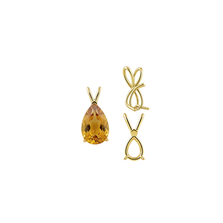 Pear Shape V-End Double Wire Pendants in 14K Gold (5.00 x 3.00 mm - 18.00 x 12.00 mm)