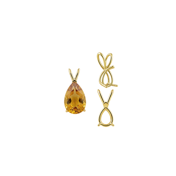 Pear Shape V-End Double Wire Pendants in 14K Gold (4.25 x 2.50 mm - 13.00 x 8.00 mm)