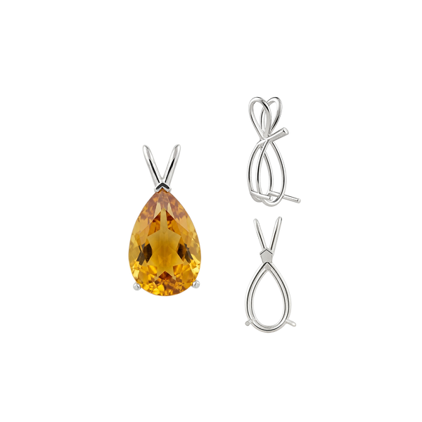 Pear Shape V-End Double Wire Pendants in Sterling Silver (4.25 x 2.50 mm - 13.00 x 8.00 mm)