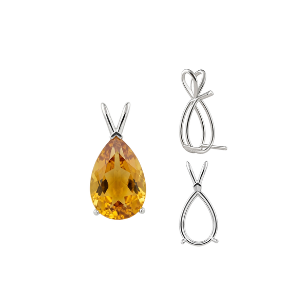 Pear Shape V-End Double Wire Pendants in 14K Gold (4.25 x 2.50 mm - 13.00 x 8.00 mm)