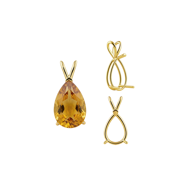 Pear Shape V-End Double Wire Pendants in 14K Gold (4.25 x 2.50 mm - 13.00 x 8.00 mm)