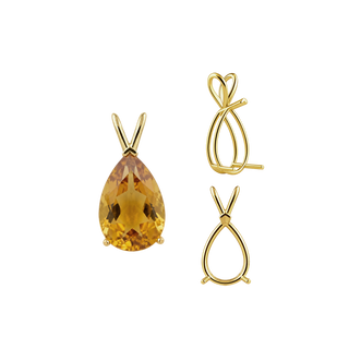 Pear Shape V-End Double Wire Pendants in 14K Gold (4.25 x 2.50 mm - 13.00 x 8.00 mm)