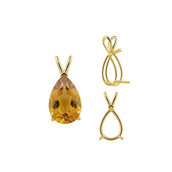 Pear Shape V-End Double Wire Pendants in 14K Gold (4.25 x 2.50 mm - 13.00 x 8.00 mm)